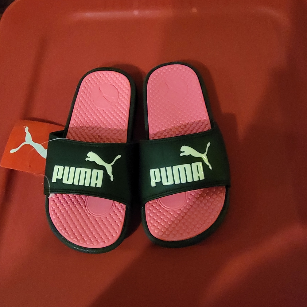 Puma Pink and Black Slides